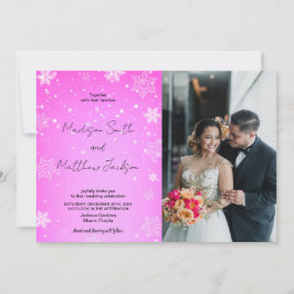 Rosa Weißschnee Hochzeitseinladungen mit Foto Einladung