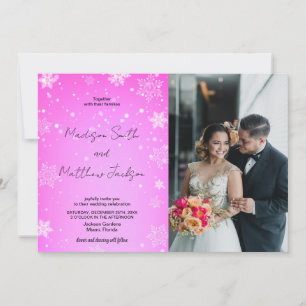 Rosa Weißschnee Hochzeitseinladungen mit Foto Einladung