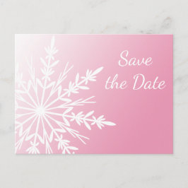 Rosa Weißschneeflocke Winterhochzeit Save the Date Ankündigungspostkarte