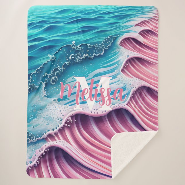 Rosa Welle stürzt auf der Ufermonogramm ab Sherpadecke (Vorderseite)