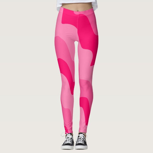 Rosa Wellen Leggings (Vorderseite)