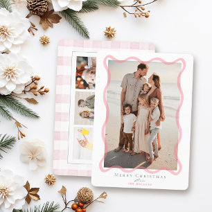 Rosa wellige Rahmung für 4 Fotos Weihnachten
