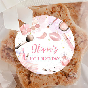 Rosa Wellness-Center Party Glam Girl Makeup Geburt Runder Aufkleber