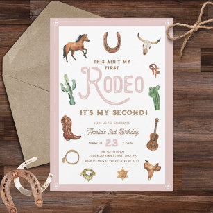 Rosa Western 2. Geburtstag Rodeo Einladung