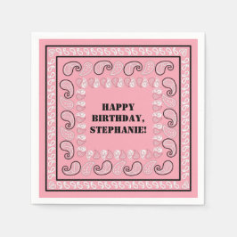 Rosa Western Bandana Print Geburtstagsparty Serviette