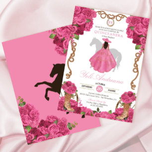 Rosa Western Charro Vestidos Quinceñera Einladung