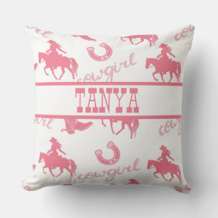 Rosa Western Cowgirl Kissen kann Personalisiert