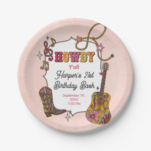Rosa Western-Cowgirl-Party-Tellerplatten aus Papie Pappteller