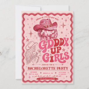 Rosa Western Disco Junggesellinnenabschied Einladung