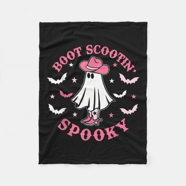 Rosa Western Halloween Cowboy Ghost Boot Scootis S Fleecedecke (Vorderseite)