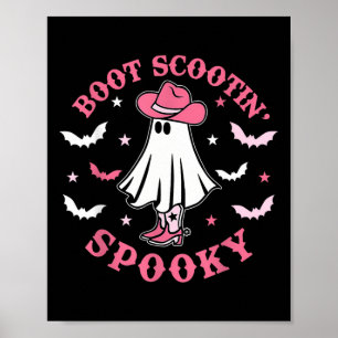 Rosa Western Halloween Cowboy Ghost Boot Scootis S Poster