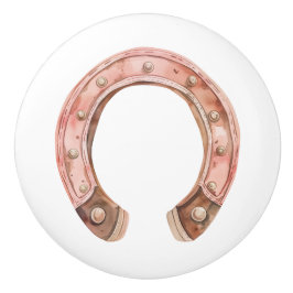 Rosa Western Pferdeschuh Keramikknauf