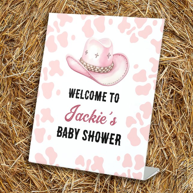 Rosa Western Rodeo Cowgirl Babydusche Empfang Sockelschild (Von Creator hochgeladen)