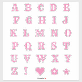 Rosa Western Theme Party Letters Monogram Alphabet Aufkleber