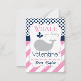 Rosa Whale, du bist mein Valentine Mitteilungskarte