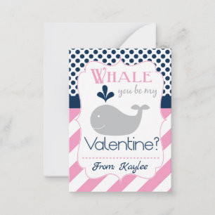 Rosa Whale, du bist mein Valentine Mitteilungskarte