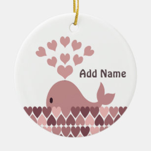 Rosa Whale-Liebe Keramik Ornament