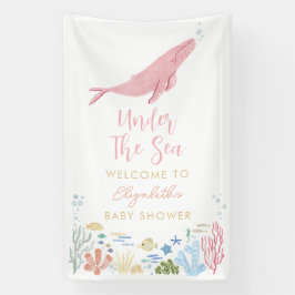 Rosa Whale unter der Sea Baby Dusche Empfang Banner