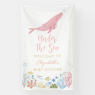 Rosa Whale unter der Sea Baby Dusche Empfang Banner