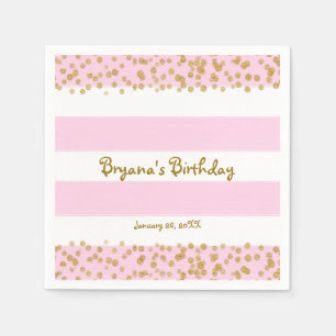 Rosa White & Gold Confetti BURTHDAY Party Neapel Serviette