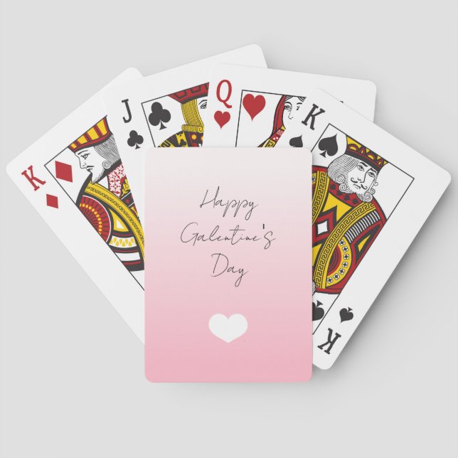 Rosa White Heart Happy Galentine's Day Games Spielkarten (Rückseite)