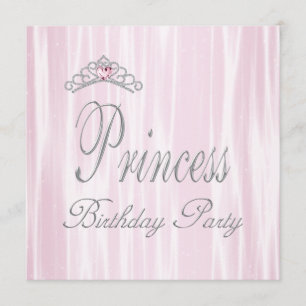 Rosa White Tiara Girls Princess Birthday Party Einladung
