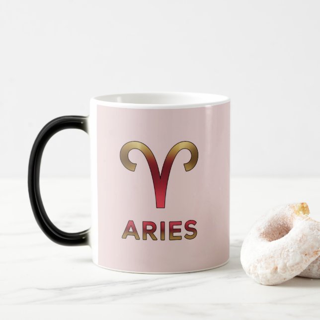 Rosa Widder-Glyphe Rot Gold Verwandelnde Tasse (Mit Donut)