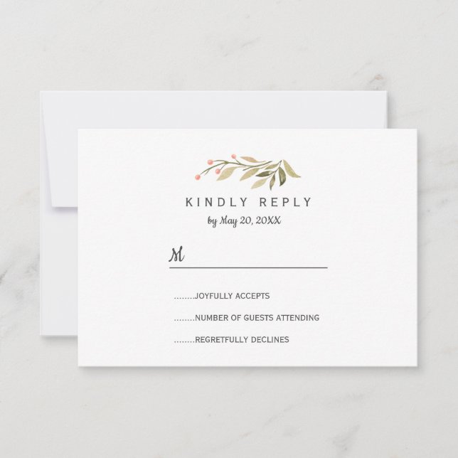 Rosa Wiesenwild-Blume Hochzeit des RSVP (Vorderseite)