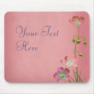 Rosa Wildblume auf Burgund Mousepad