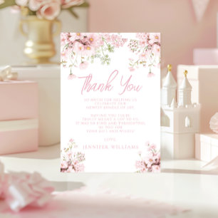 Rosa Wildblume Baby Girl Dusche Dankeskarte
