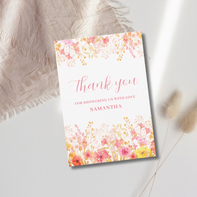 Rosa Wildblume Babydusche Dankeskarte (Von Creator hochgeladen)