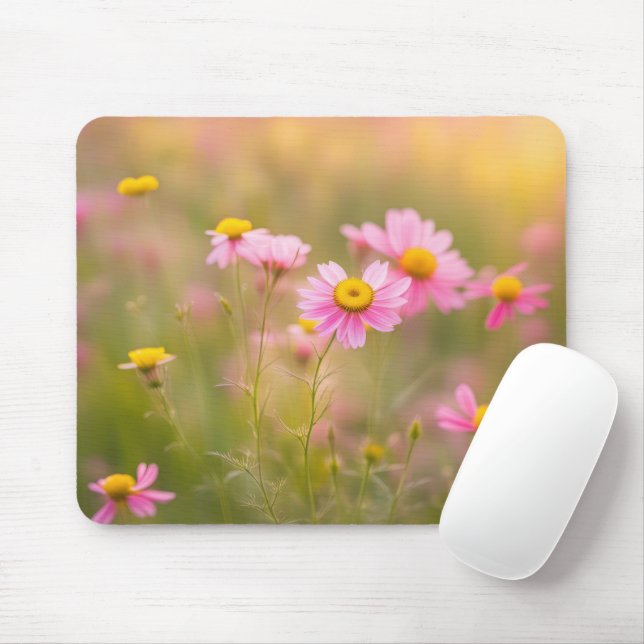 Rosa Wildblume Daisy Field Mousepad (Mit Mouse)