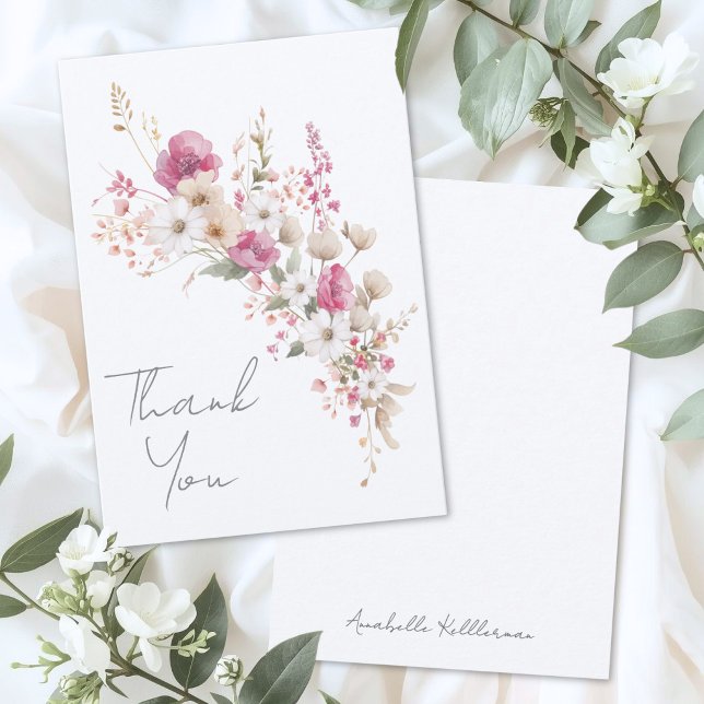Rosa Wildblume Dankeskarte (Pink Wildflower Thank You Card )
