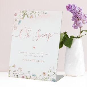 Rosa Wildblume Drehbuch rustikale Hochzeit Oh Snap Sockelschild