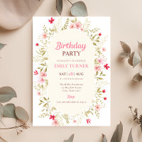 Rosa Wildblume Einladung zum Geburtstag