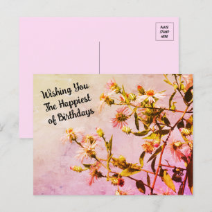 Rosa Wildblume Geburtstag Postkarte