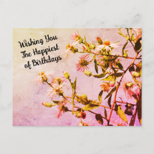 Rosa Wildblume Geburtstagskarte mit floraler Zurüc Postkarte
