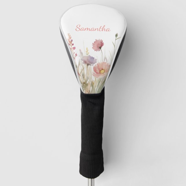 Rosa Wildblume Golf Headcover (Vorderseite)