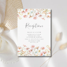 Rosa Wildblume Hochzeitsempfangskarte Begleitkarte