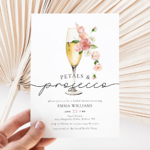 Rosa Wildblume Petals und Prosecco-Brautparty Einladung