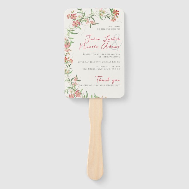 Rosa Wildblume Rose Frühjahrsfeier Fächer (Vorderseite)