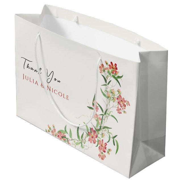 Rosa Wildblume Rose Frühjahrsfeier Große Geschenktüte (Rückseite Schrägansicht)