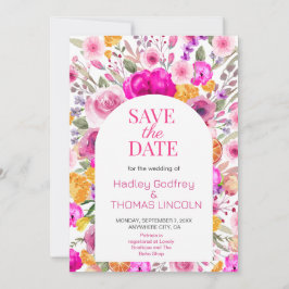 Rosa Wildblume Save the Date Einladung