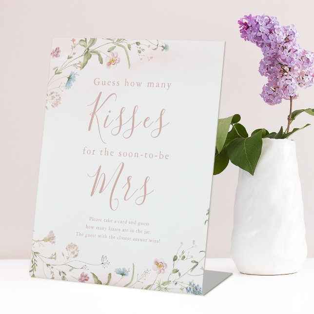 Rosa Wildblume schätzen, wie viele Küsse Spielzeic Sockelschild (Pink Wildflower guess how many kisses game sign)