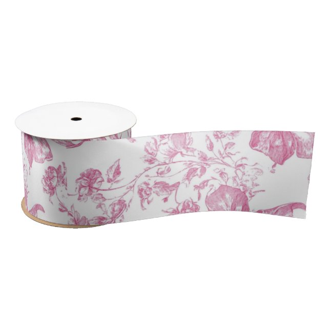 Rosa Wildblume Tee Brautparty Satinband (Spule)