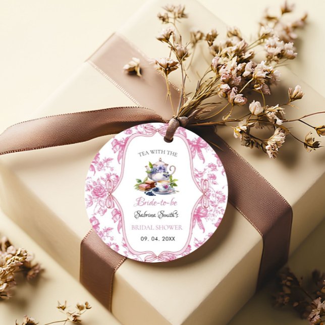 Rosa Wildblume Tee Party Brautparty Party Geschenkanhänger (Von Creator hochgeladen)