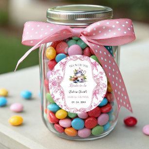 Rosa Wildblume Tee Party Brautparty Party Runder Aufkleber