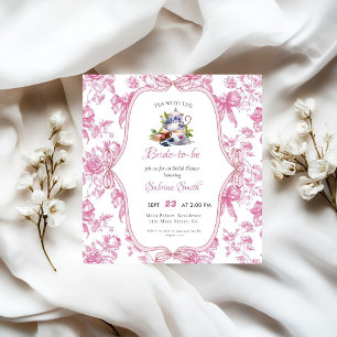Rosa Wildblume Tee Party Bridal Dusche Einladung