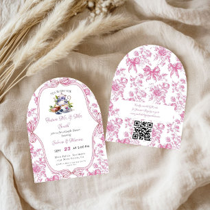 Rosa Wildblume Tee Party Dusche Einladung