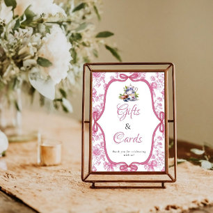 Rosa Wildblume Tee Party Geschenke & Kartenzeichen Poster